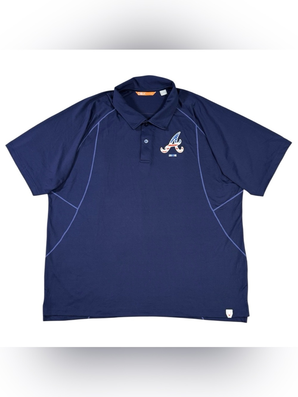 Cutter & Buck CBUK Polo Men's XL Blue Solid Short Sleeve Atlanta Braves A Logo